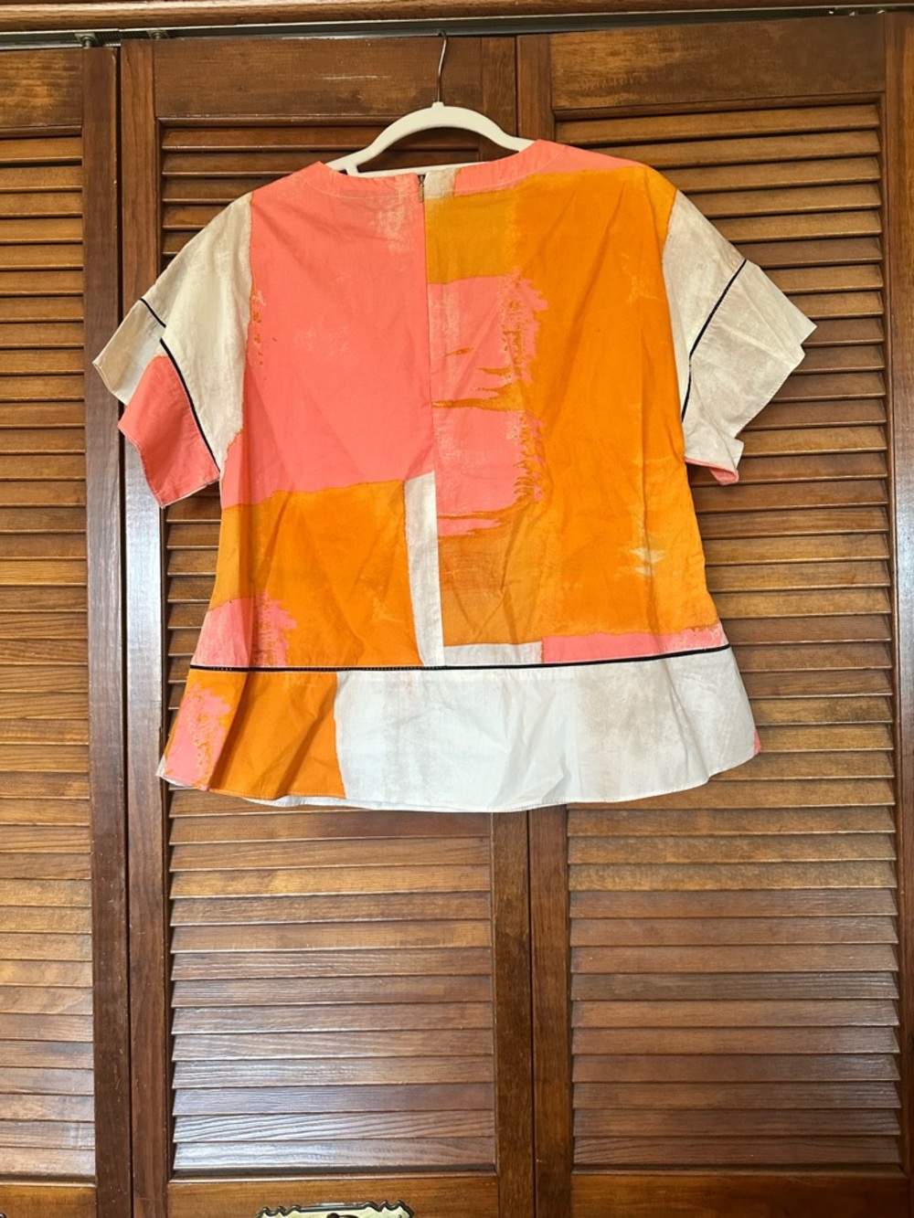 Donna Karan City Art abstract short sleeve blouse size small - Picture 5 of 9